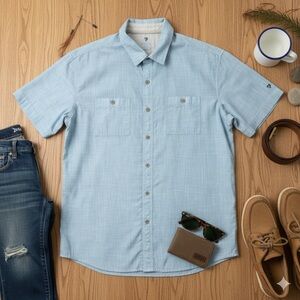 Kuhl Shirt Mens XL Blue Karib Short Sleeve Performance Lightweight Hiking